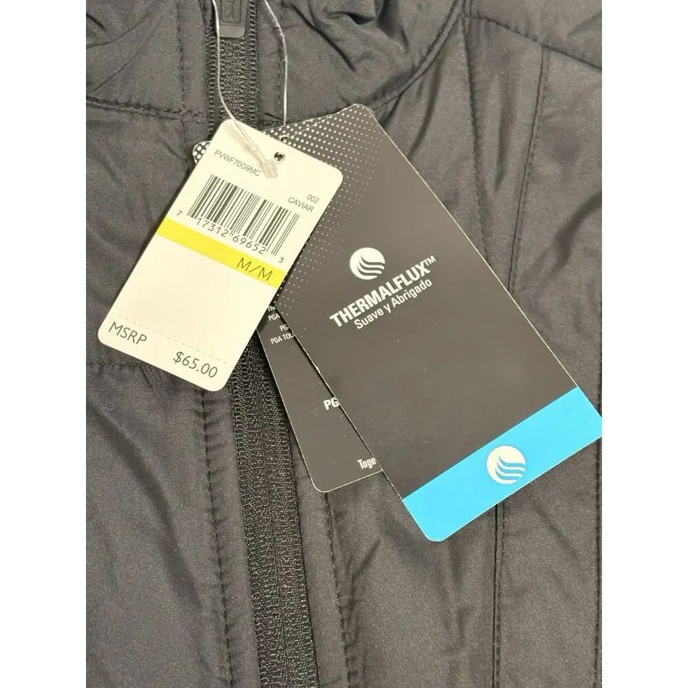 PGA Tour Vest Thermaflux Full Zipper‎ Black Size Medium Lightweight Golf NWT